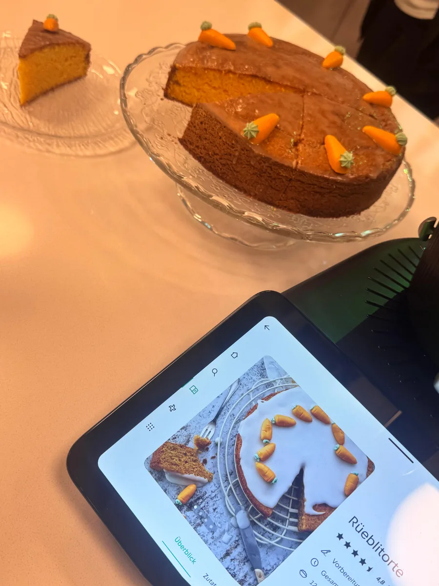 Selbst gemachte Rüeblitorte aus einer Thermomix® Kochvorführung
